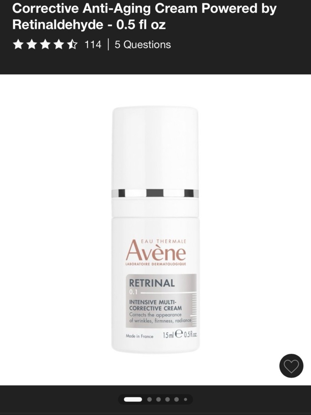Ave’ne Retinal 0.1%  Intensive Multi-Corrective Cream BNIB 15ml